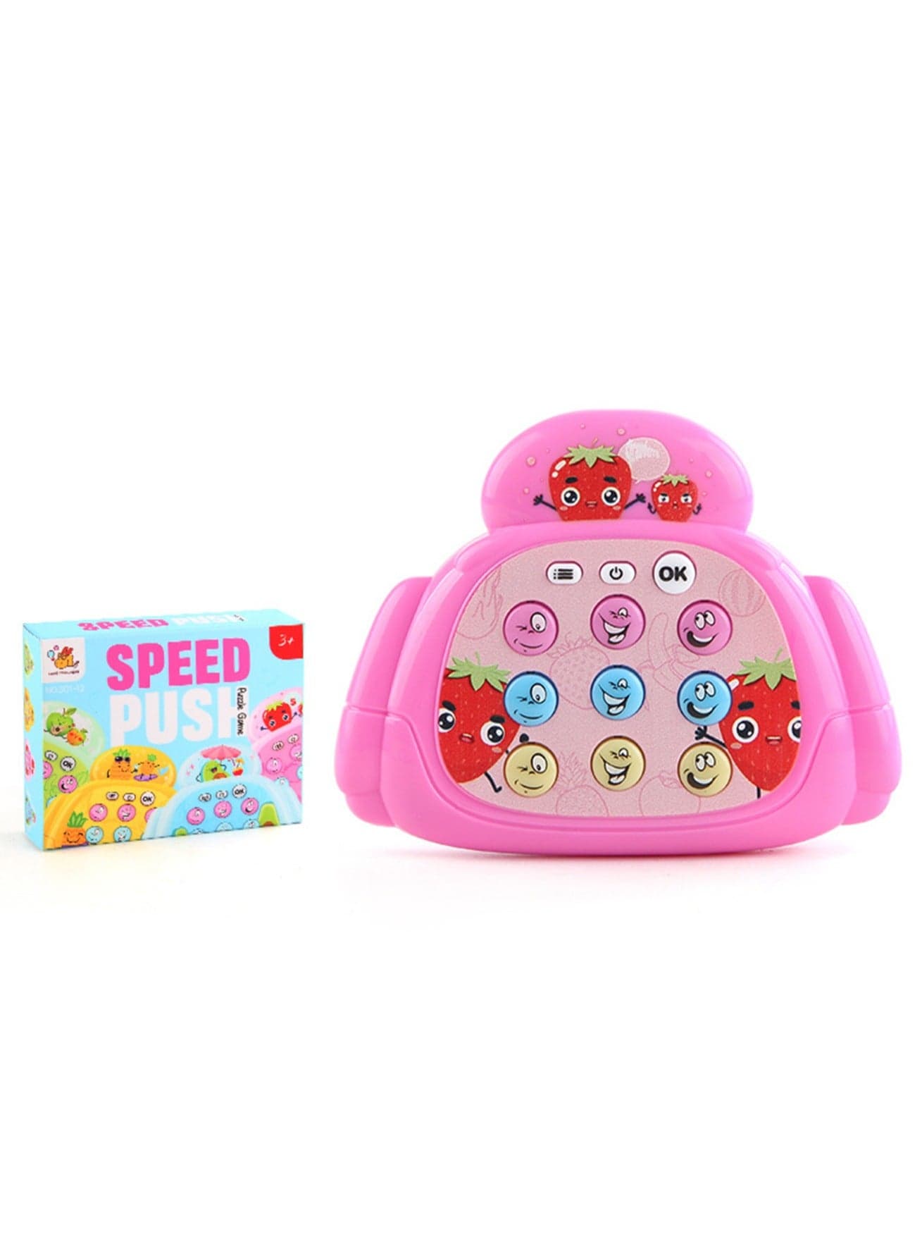 Whack-a-Mole Quick Push Game Machine Press Light Handheld Game Machine New Strange Decompression Toy (Pink)