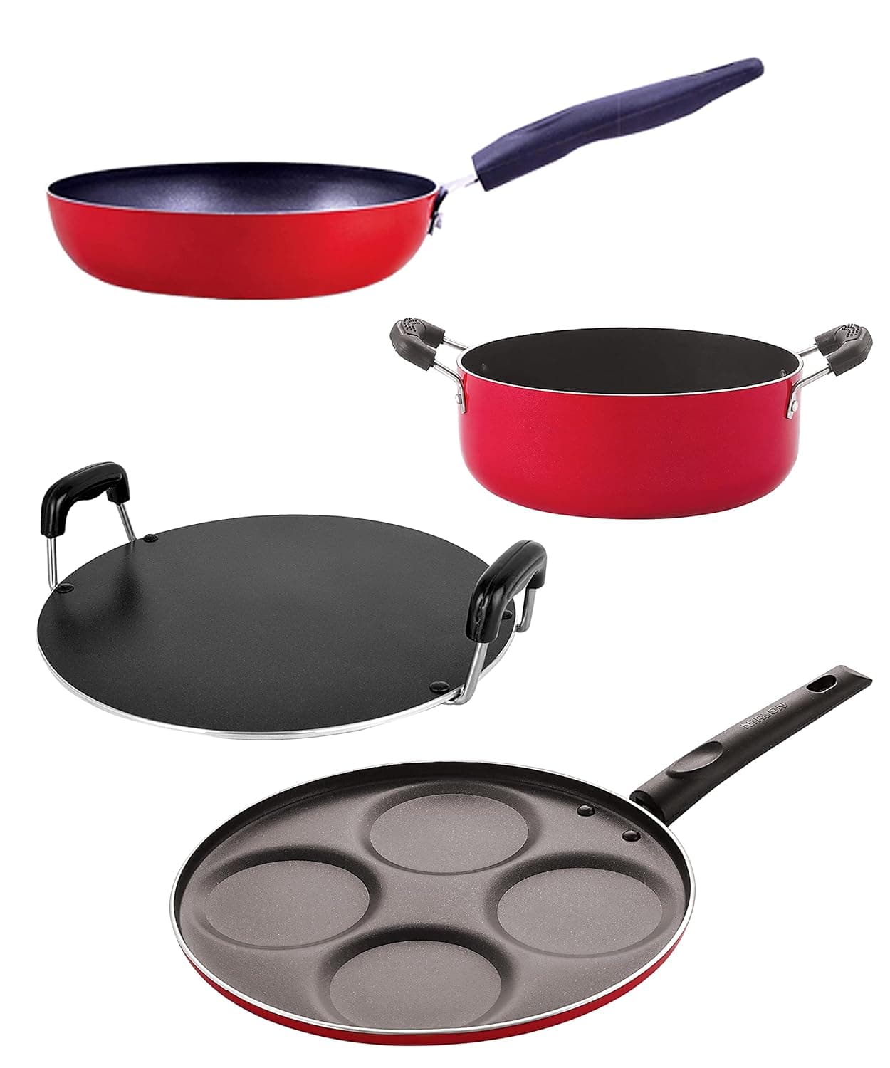 NIRLON Aluminium Non Stick Kitchen Utensil for Cooking Pots and Pan Set, 4 Pieces(CVG_RT_UP4_CS24)