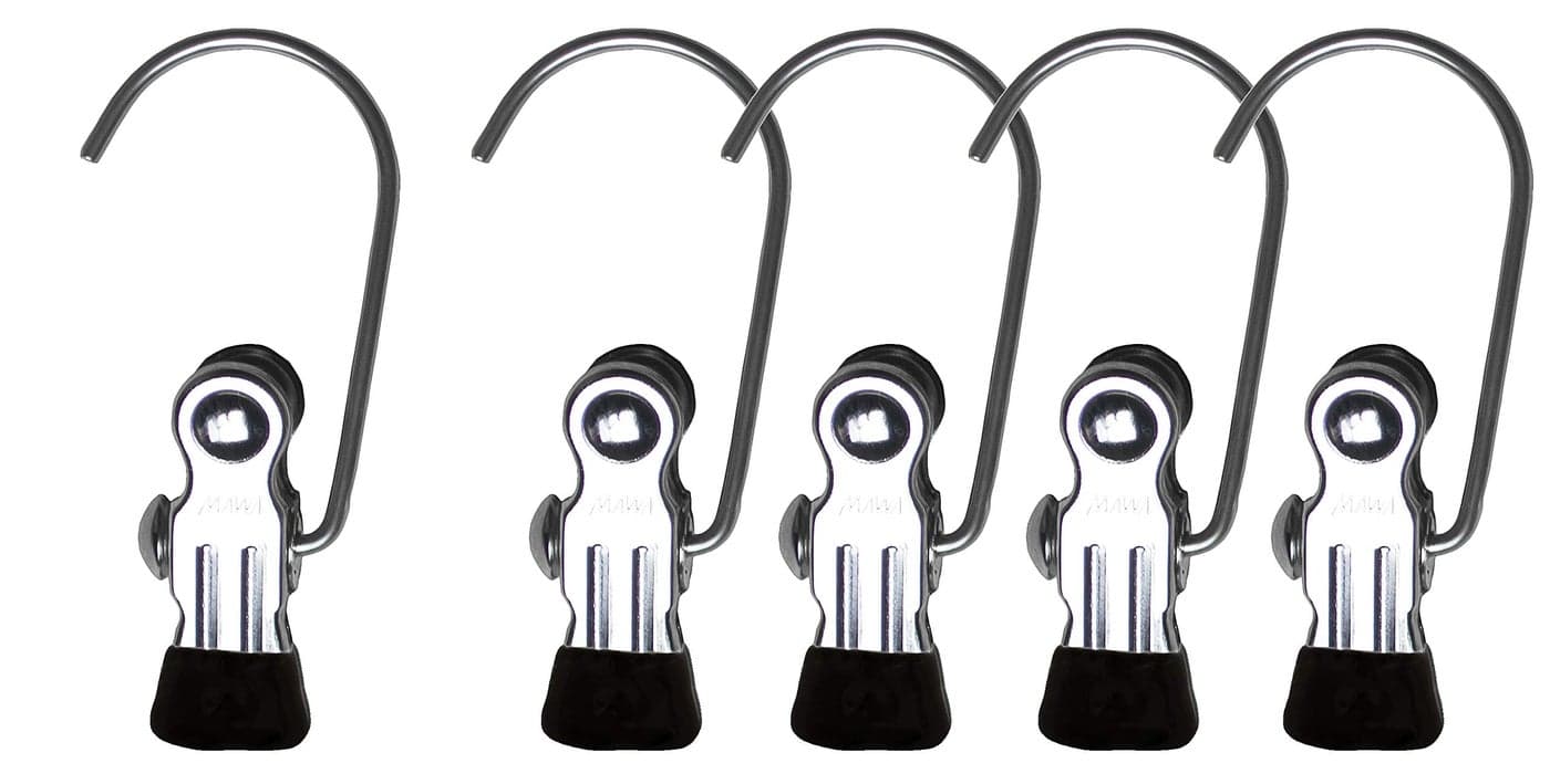 Mawa by Reston Lloyd Accessory Portable NonSlip Semi Round Single Hook Hanging Clothes PinsClips for Laundry or Travel Style K1 Set of 5 Black