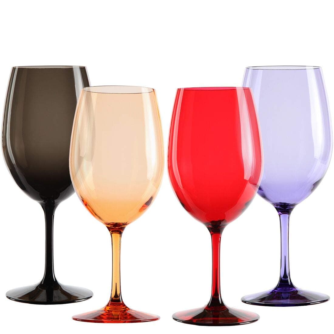 Lilys Home Unbreakable Acrylic Wine Glasses Made of Shatterproof Tritan Plastic and Ideal for Indoor and Outdoor Use Reusable Mixed Colors Dark 20oz each Set of 4
