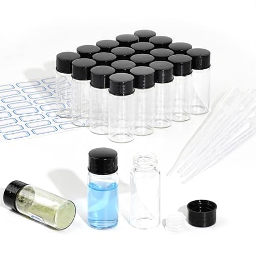 ETTSNU 10ml Clear Glass Vials with Screw Caps and plastic Stoppers,Small Lab Sample Vials with Lids, Leak-Proof Liquid Storage Empty Vial. 30PCS