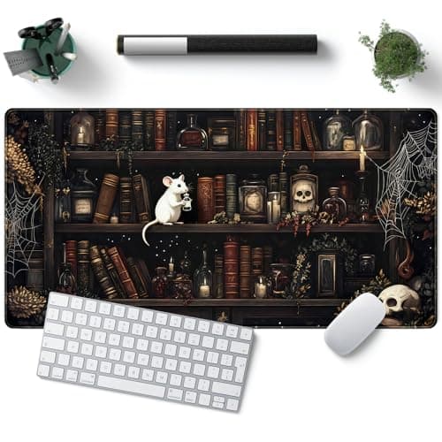 Dark Witchy Desk Mat Gaming Desk Pad Large Mouse Pad, Magician'S Fantasy Bookcase Gothic Mouse Mat XXL Laptop Keyboard Pad, Laptop Keyboard and Mouse Mat Desktop Protector Mat 31.5 X 15.7 in