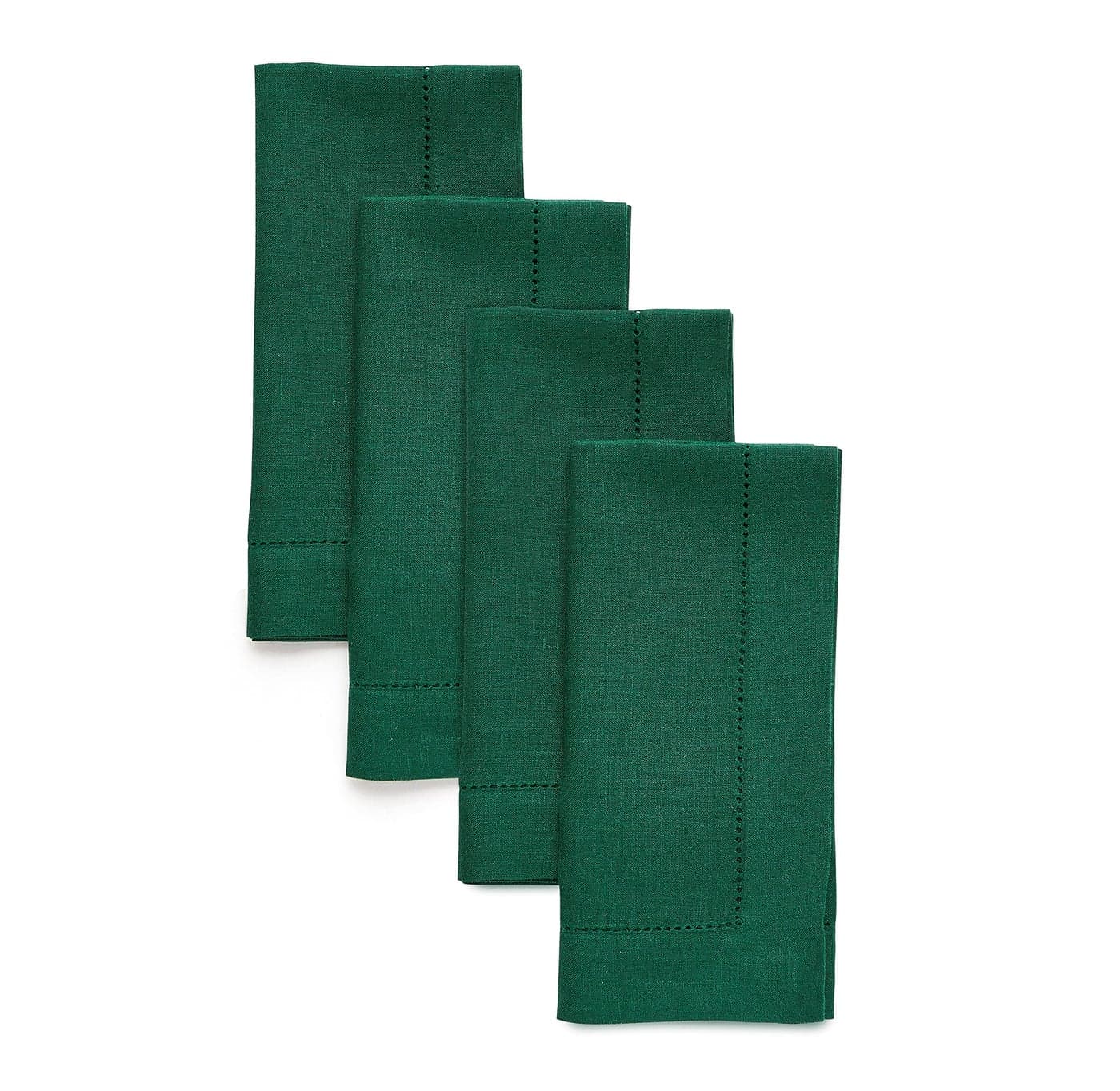 Solino Home Linen Napkins Set of 4 Classic Hemstitch 100 Pure Linen Rainforest Green Dinner Napkins Cloth 20 x 20 Inch for Fall Thanksgiving Christmas Holiday Handcrafted and Machine Washable