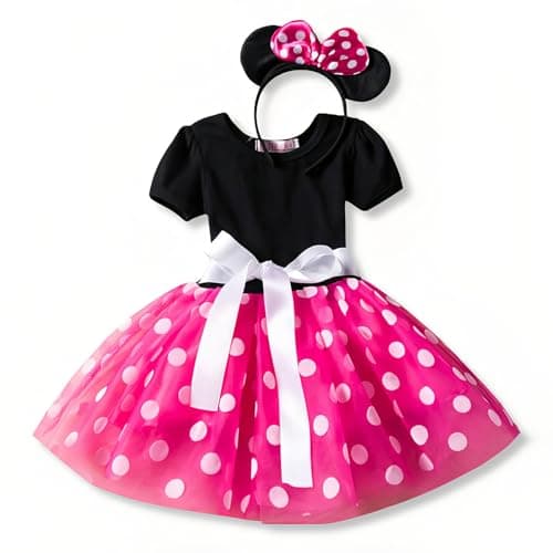 Nileafes Girls Princess Mini Mouse Costume Toddler Birthday Party Fancy Dress Up (6-12 Month,Rose)
