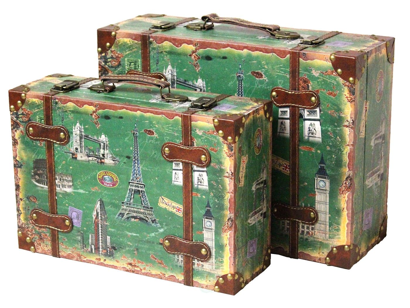 VintiquewiseTM Vintage Style European Luggage Suitcase Set of 2