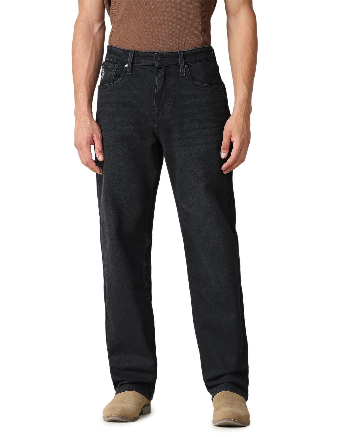 U.S. POLO ASSN. Casual Mens Jeans, Full Length, Relaxed Fit Jeans for Men - 34, Black