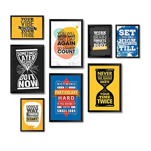 PAPER PLANE DESIGN Quotes Wall Framed Posters (2 Sizes, set of 8 frames) (VIBE)