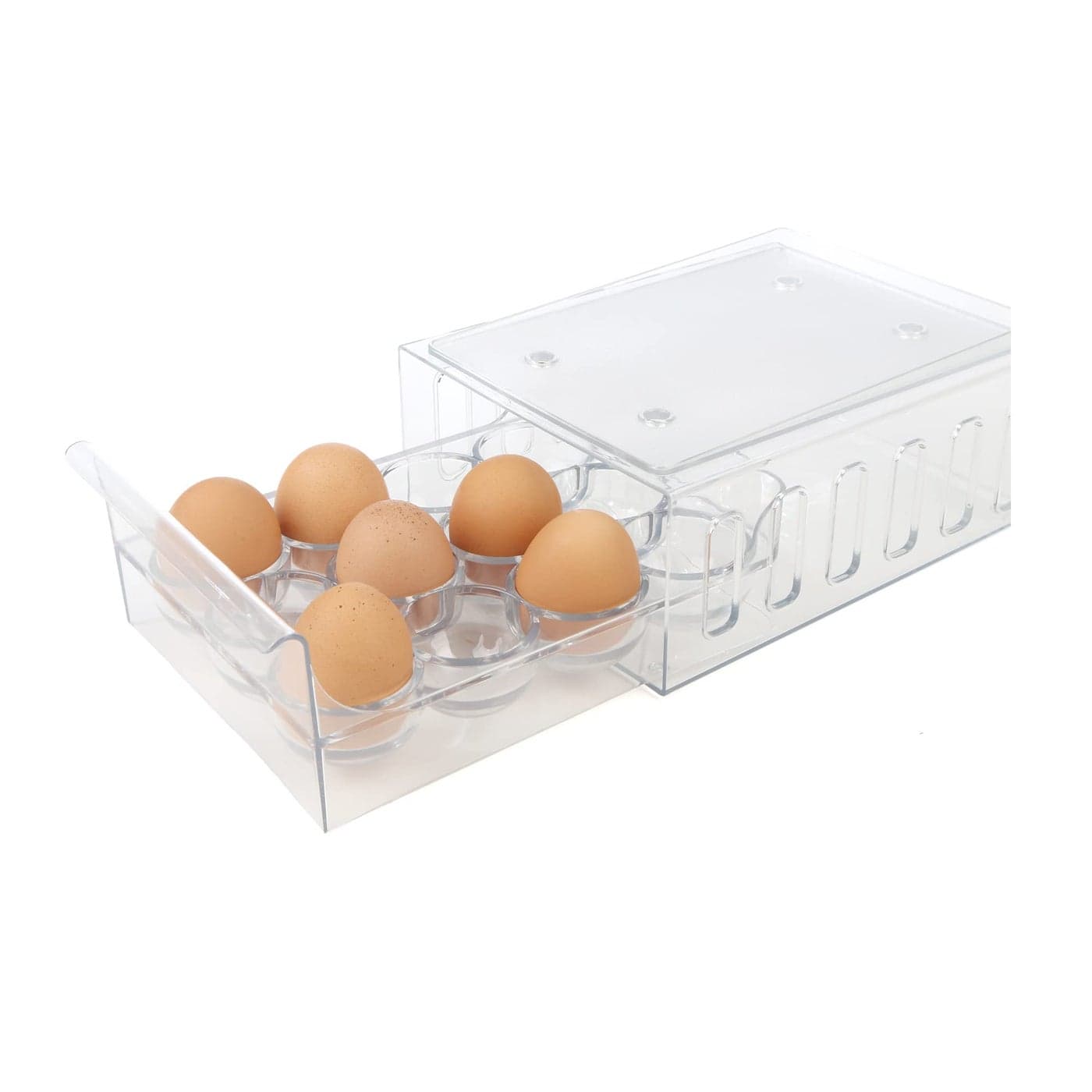 Mind Reader Egg Storage Drawer for Refrigerator Fridge Organizer Stackable Bin 675L x 875W x 35H Set of 2 Clear
