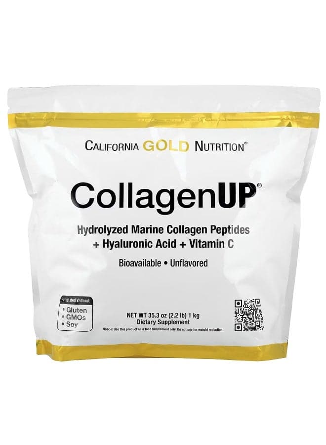 California Gold Nutrition, CollagenUP®, Hydrolyzed Marine Collagen Peptides with Hyaluronic Acid and Vitamin C, Unflavored, 2.2 lb (1 kg)