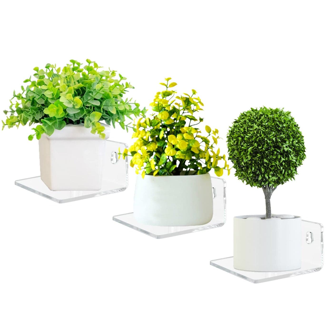 Bigfety Acrylic Small Floating Shelves for Wall 3Ledges Clear Mini Display Floating Shelf Flexible Use with Adhesive or Screw