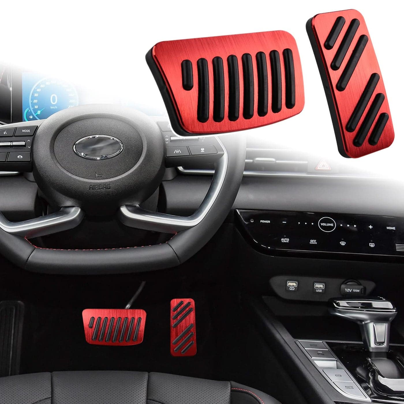 ANFOKAS Compatible with Hyundai Elantra Accent Loniq Kona Venus Compatible with Kia Forte NIRO Rio Sedona Seltos Soul Accessories Sporty AntiSlip Foot Pedal Covers Pedals Pads Red