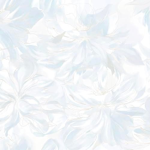 Dimoon 78.7"x17.3" Peel and Stick Wallpaper Blue Floral Boho Cute Contact Paper Light Blue Girly White Flower Wallpaper Removable Dorm Girls Wall Paper Self Adhesive Modern Kitchen Bedroom Vinyl Roll
