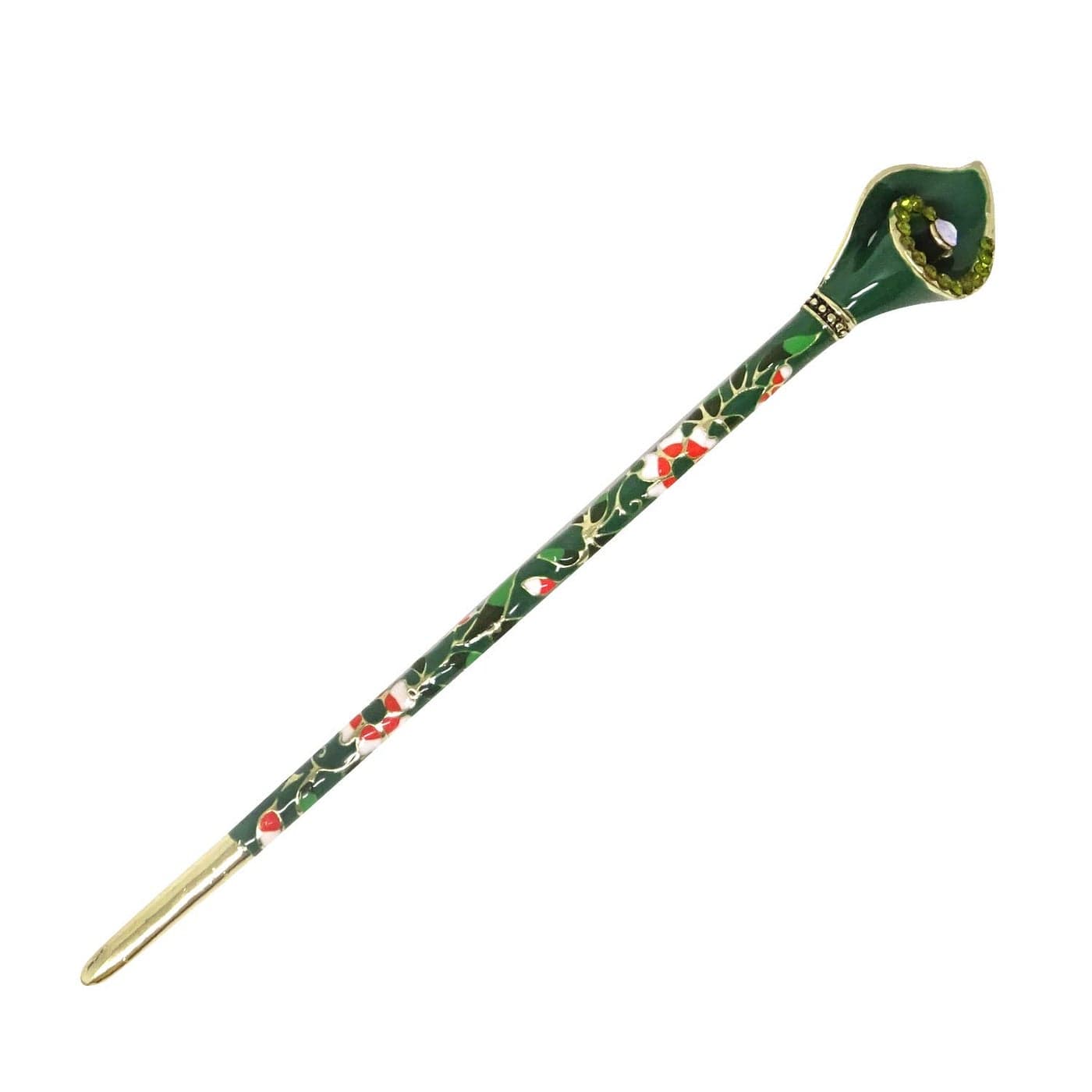 Honbay Cloisonn Vintage Hair Stick With Calla Chinese Traditional Style Fashion Hair Chopsticks Hairpin Green