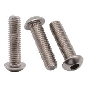 RoyceMart M6 x 30 mm (25 Pack) Hex Socket Button Head Cap Screws Bolts, Allen Socket Drive, 304 Stainless Steel 18-8, Bright Finish, Full Thread, Machine Thread
