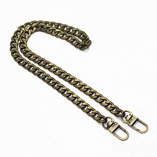 Model Worker DIY Iron Flat Chain Strap Handbag Chains Purse Chain Straps Shoulder Cross Body Replacement Straps with Metal Buckles (55", Bronze)