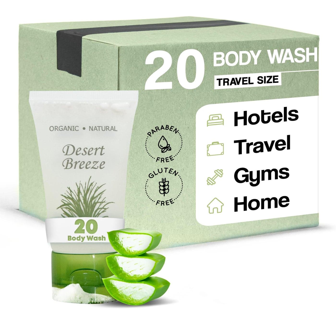 Desert Breeze Body Wash Travel Size Hotel Toiletries 1 oz Flip Cap Case of 20