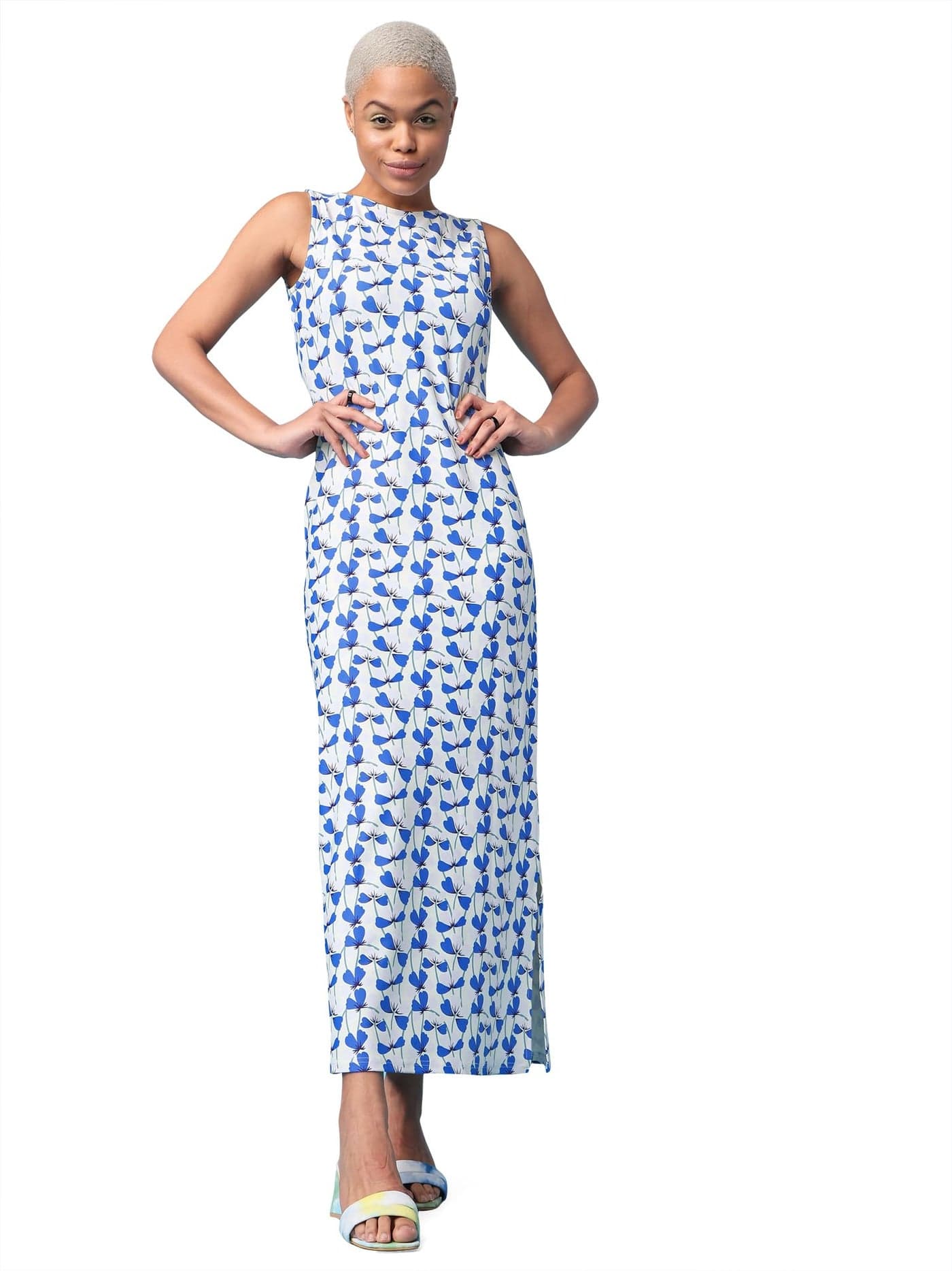 PURVAJA Women’s Bodycon Maxi Length Dress (Wini-109-Fly_White_Large)