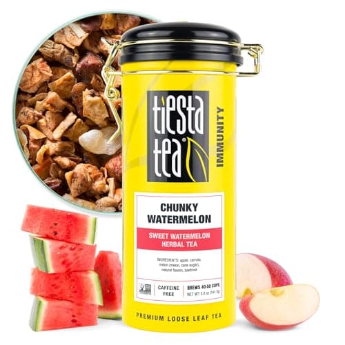 Tiesta Tea Chunky Watermelon Loose Leaf Sweet Watermelon Herbal Tea Premium NonCaffeinated Fruit Blend Makes Hot or Iced Brews Up to 50 Cups 5oz Refillable Tin