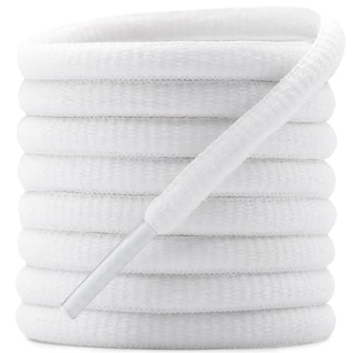 DELELE 2 Pair Oval Shoes laces Half Round 1/4" Athletic Shoelaces Shoe Strings White 75 inch