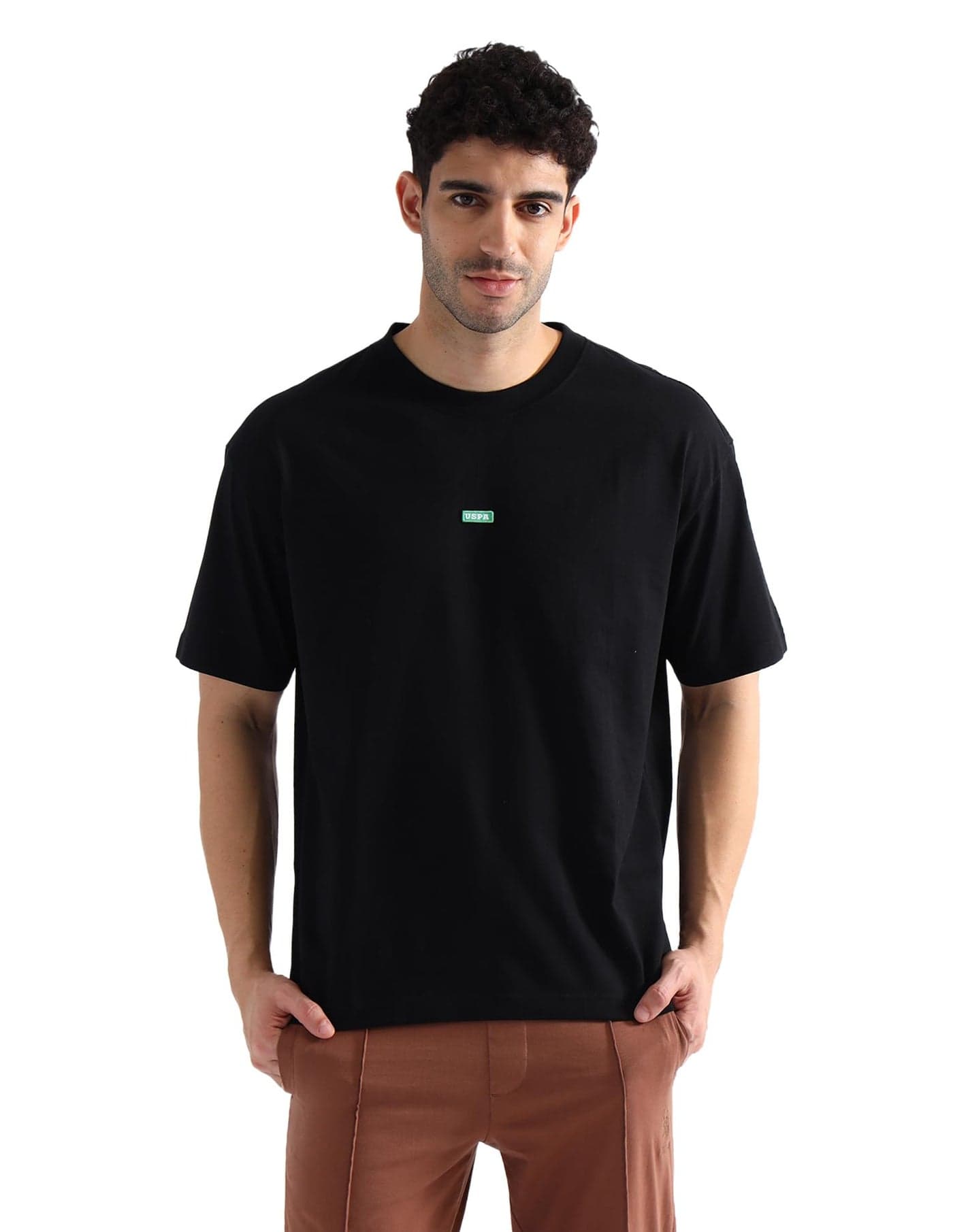 U.S. Polo ASSN. Men Cotton Oversized Fit T-Shirt (Oee04-Pl_Black, X-Large)