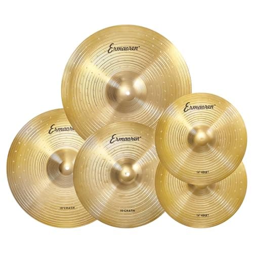 Cymbal Pack, 5 Pieces Drum Cymbals Set,14" Hi Hat Cymbals, 16" Crash and 18" Crash Cymbals, 20" Ride Cymbals for Drums Set