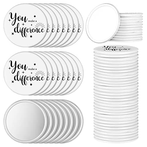 Hoolerry 24 Pcs Inspirational Compact Mirror Gifts Bulk for Women You Make a Difference Round Mini Pocket Makeup Purse Pocket Mirror for Mother's Day Employee Coworker Nurse Appreciation Gifts