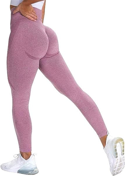 Alexvyan Women High Rise Pink Skinny Fit Yoga Pants Gym Wear Leggings Ankle Length Workout Active Wear | Stretchable Tights | High Waist Sports Fitness - Nylon Fiber & Spandix (M)