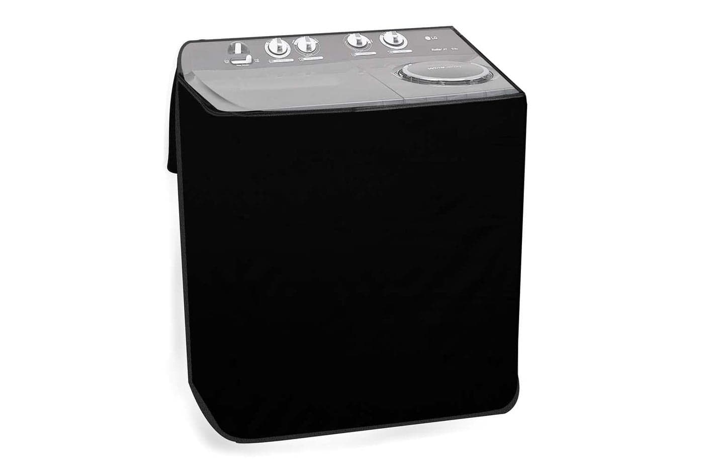 The Furnishing Tree Polyester Waterproof Semi Automatic Washing Machine Cover Compatible for LG 9 Kg, 9.5 Kg & 10 Kg, DxWxH In Cms: ( 53.3x89x99 ), Black
