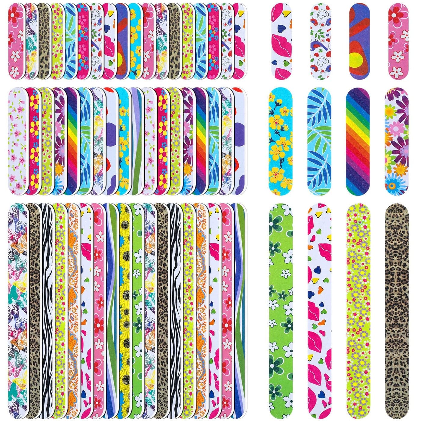 Lanties 60 Pcs Nail Files Colorful Emery Board 150150 Grit Mini Nail Files Bulk Double Sided Professional Buffers Manicure Tools for Natural Acrylic Fingernails Women