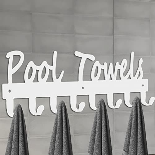 Pool Towel Hooks for Bathroom Wall Mount Towel Rack Towel Holder Carbon Steel Hanger Organizer Indoor Outdoor for Robe, Towel, Coat, Swimsuit, Umbrella, Bag, Keys