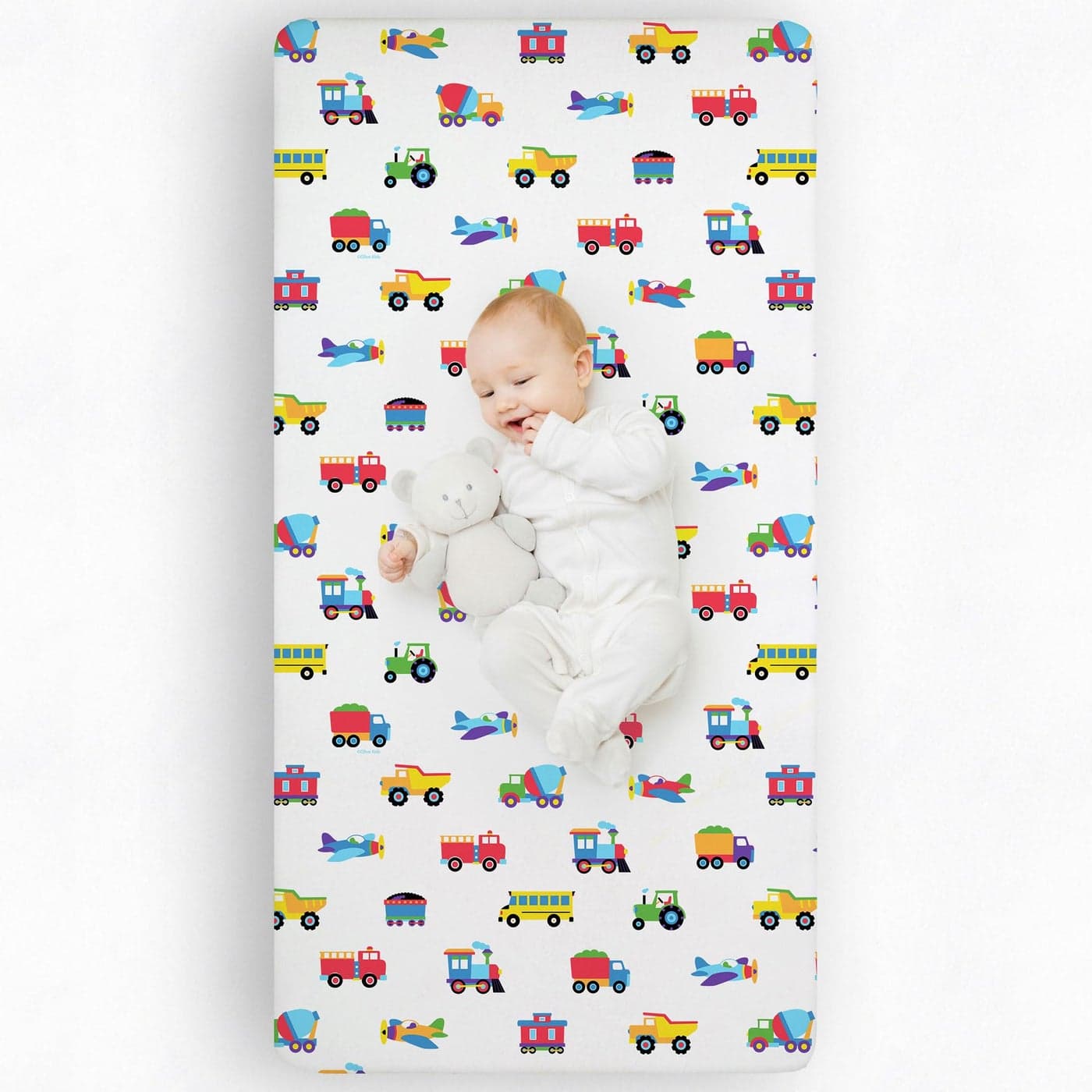 Wildkin 100 Cotton Flannel Crib Sheet Soft Breathable Fitted Sheet Trains Planes and Trucks