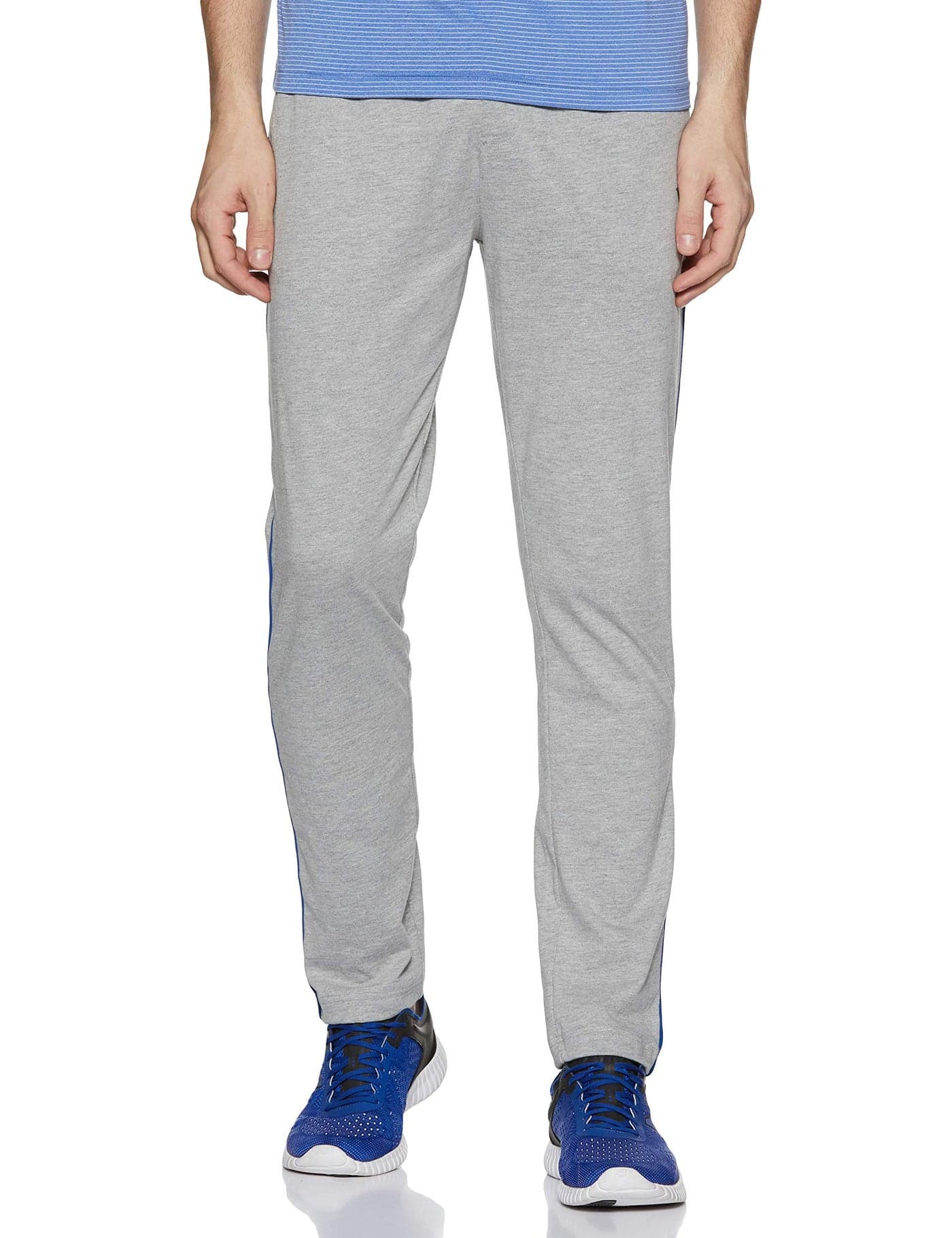 Van Heusen Athleisure Men Regular Fit Track Pants - Cotton Rich - Smart Tech, Easy Stain Release, Anti Stat, Quick Dry, Ultra Soft_50056_Grey Melange_L