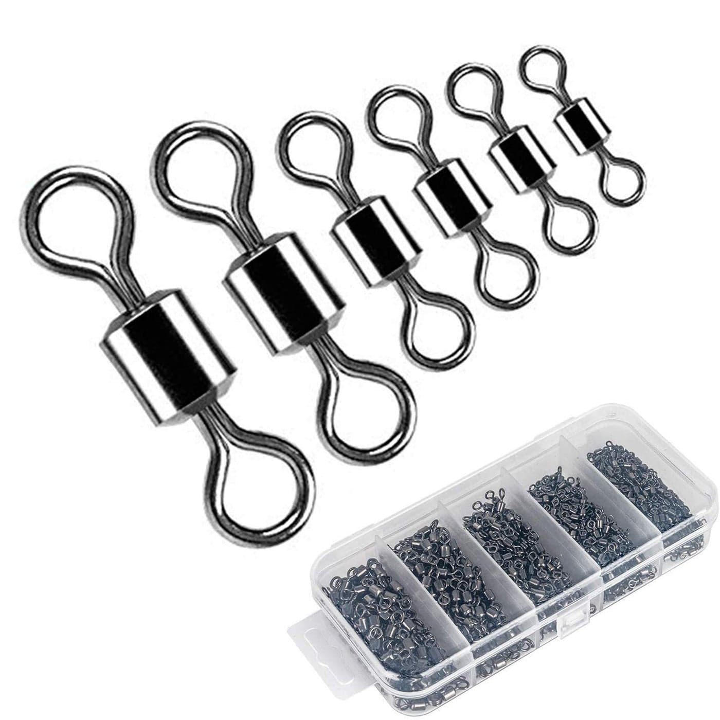 Siasky Fishing Swivels, 200pcs Barrel Swivels Fishing Stainless Steel Swivel Fishing for Saltwater Freshwater Fishing
