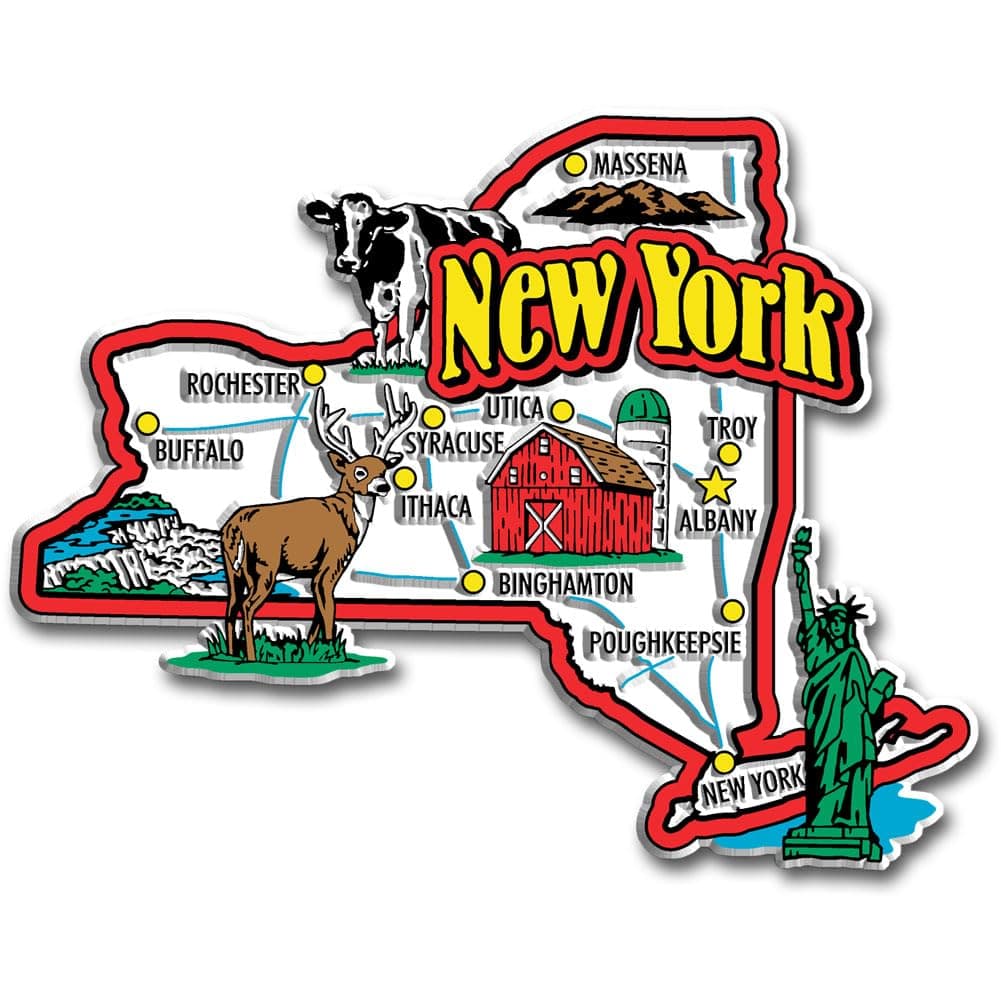 New York Jumbo State Magnet by Classic Magnets 45 x 35 Collectible 3D Rubber VintageStyle Souvenirs and Gifts Made in The USA