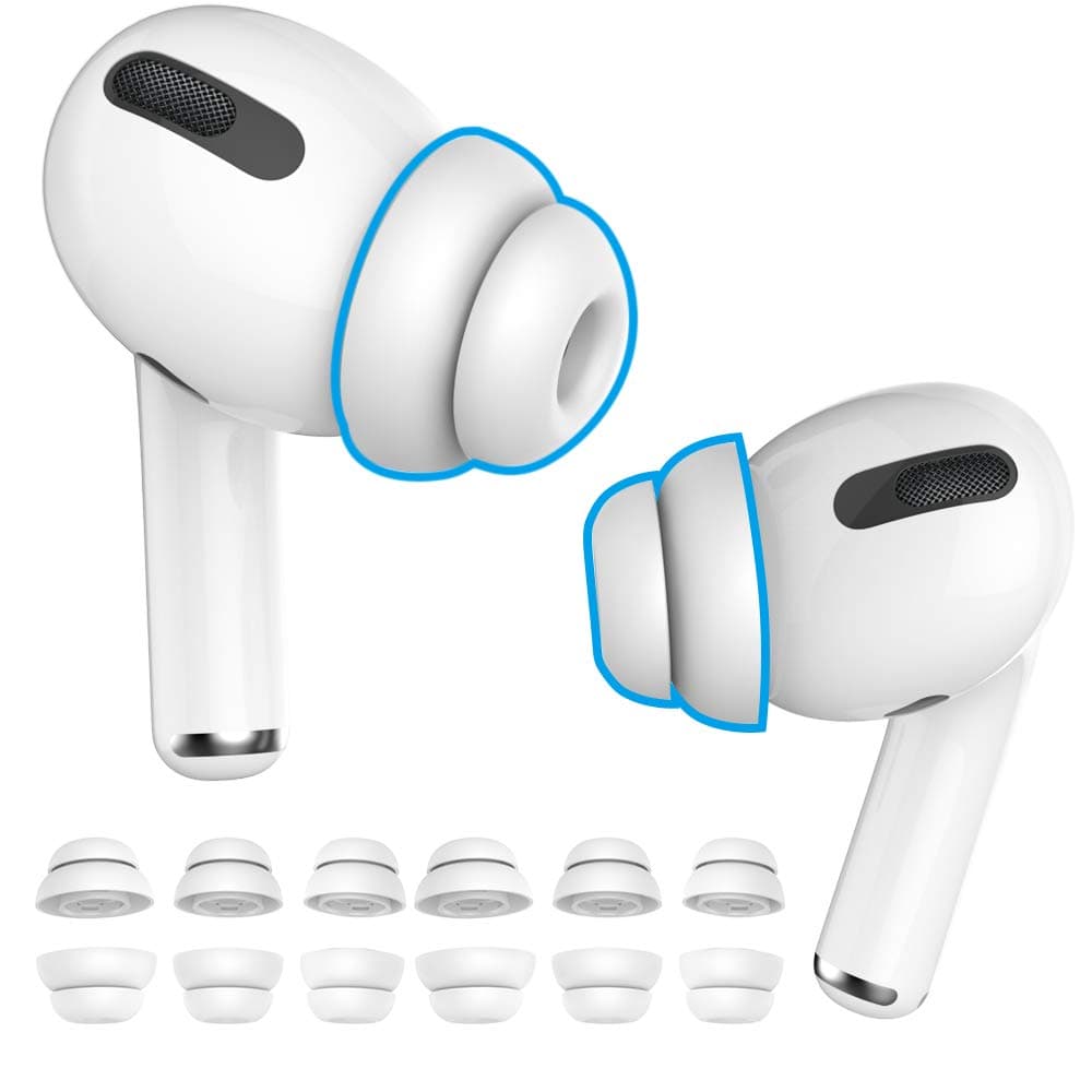 Delidigi 6 Pairs Ear Tips for AirPods Pro 2 and AirPods Pro, Silicone Earbuds Earplug Replacement Accessories Fit in The Charging Case S/M/L Size(White)