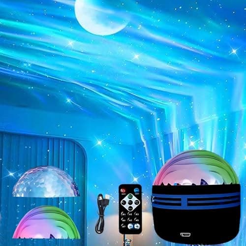 2 in 1 Northern Lights and Ocean Wave Projector, Light Projector with 14 Light Effects, RGB Colorful Night Light for Bedroom Home Decor Birthday Christmas Gifts