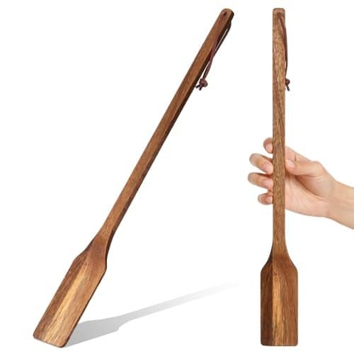Qinyoung 18 Inches Acacia Wood Spatula Heavy Duty Long Wooden Stir Paddle in Big Pots Large Non-stick Kitchen Wooden Spoons for Cooking, Mixing, Stirring Heat Resistant Cooking Tool Chef Mom Gifts