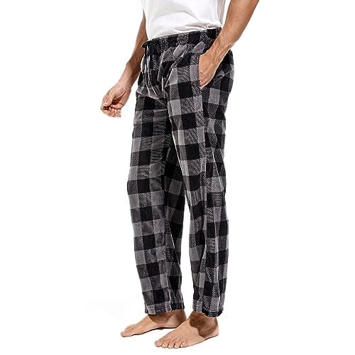 DG Hill Mens PJ Bottoms Fleece - Pajama Pant Lounge Pants Plaid Sleepwear - PJs with Pockets Microfleece Pants