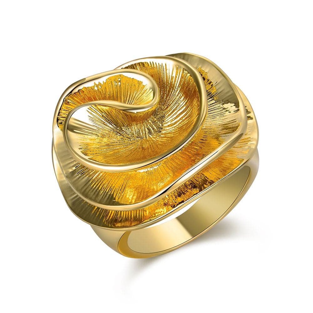 Mytys Cocktail Rings for Women Fashion 18K Gold Plated Flower Statement Ring Wedding Engagement Party Jewelry Gift Size 8