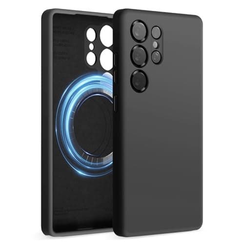 elago Compatible with Samsung Galaxy S25 Ultra Case, Magnetic Silicone Case, Compatible with MagSafe Accessories, Protective Cover, Shockproof, Slim, Anti-Scratch Soft Microfiber Lining (Black)