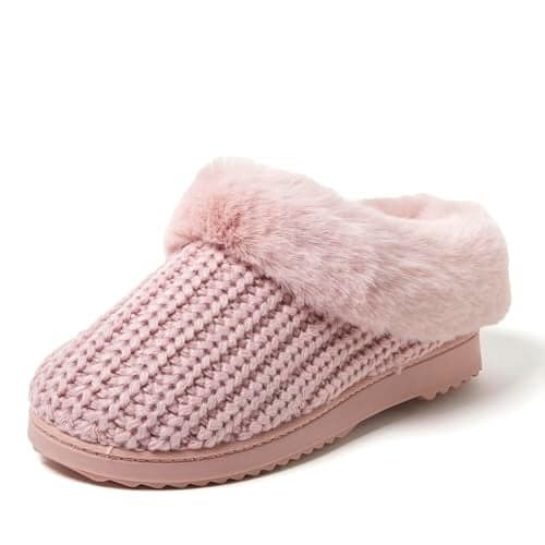 Dearfoams Women's Hannah Chenille Knit Clog Slipper- Oprah's Favorite Things 2024, Pale Mauve, 7-8