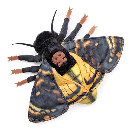FRANKIEZHOU Simulation Deaths Head Hawk Moth Stuffed AnimalYellow 14Lifelike DeathsHead Hawkmoth Plush Toy Moth ToyGifts for KidsHome Decor