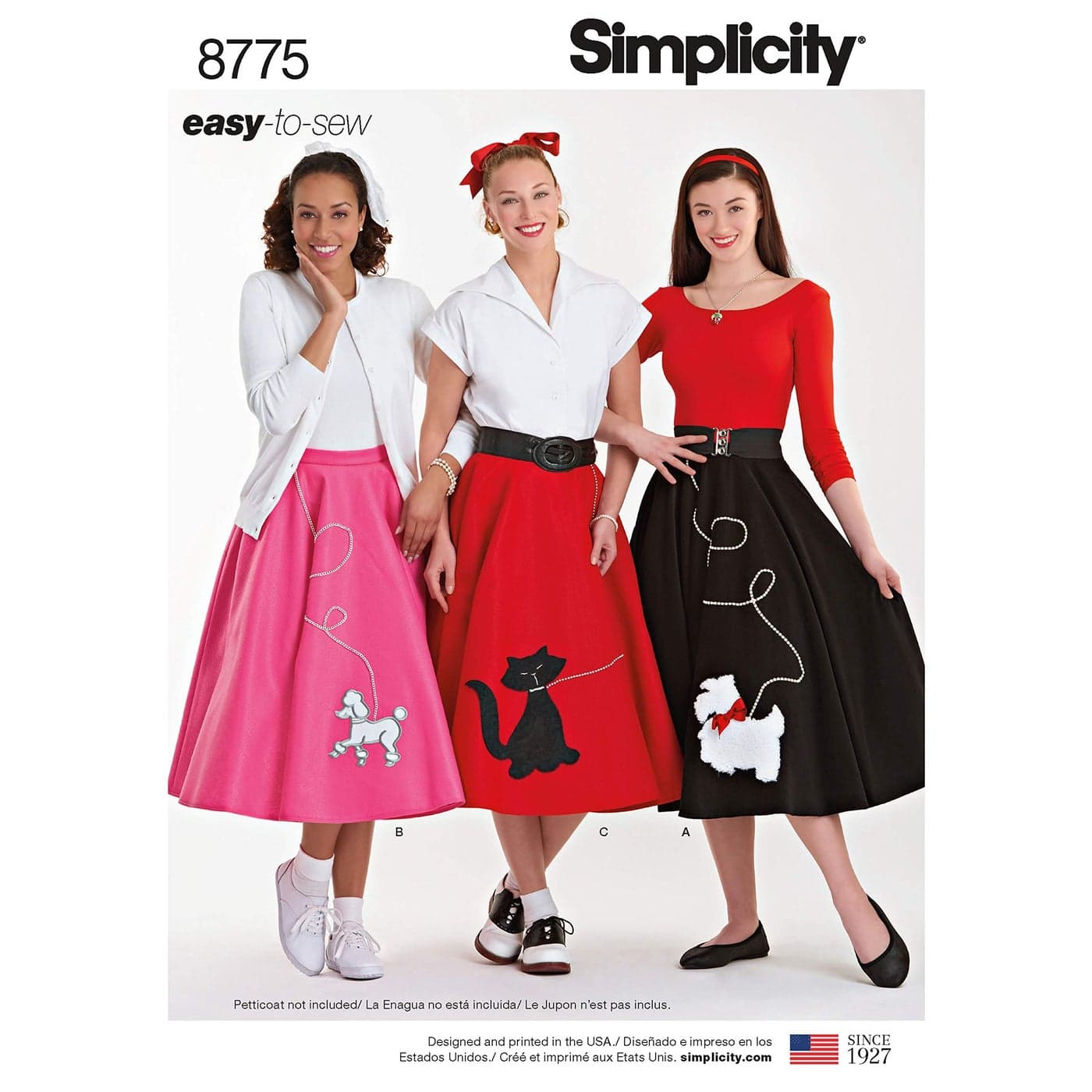 Simplicity 8775 Womens 1950s Vintage Rockabilly Poodle Skirt Sewing Pattern Sizes 612