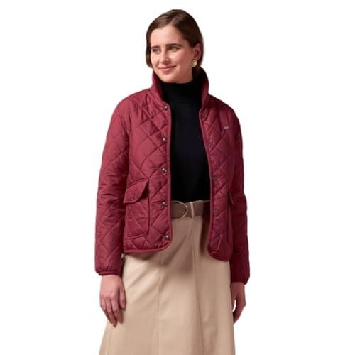 U.S. POLO ASSN. Women Spread Collar Puffer Jacket (UWAW24JCK148_Red_M)