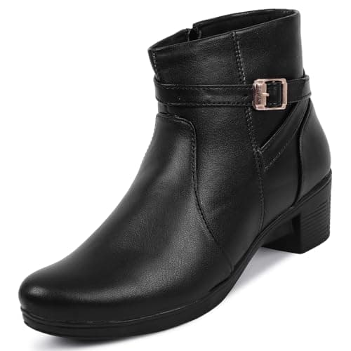 TRASE Women's Boots | Faux Leather, Trendy, Comfortable, Zipper Boots for Casual, Outdoor and Holiday Outings| Black, 5 UK
