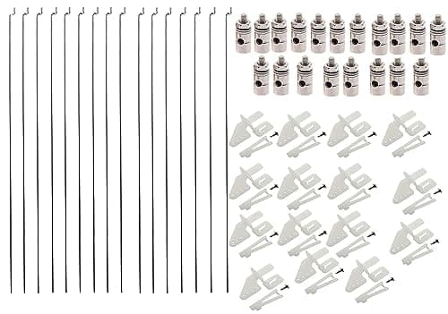 Ltvystore 20Pcs Adjustable Pushrod Connector Linkage Stopper 13mm 20Pcs Nylon Control Horns 21x10 mm 20Pcs 12 x 210mm Z Push Rods Parts Compatible for RC Airplane Plane Boat Replacement