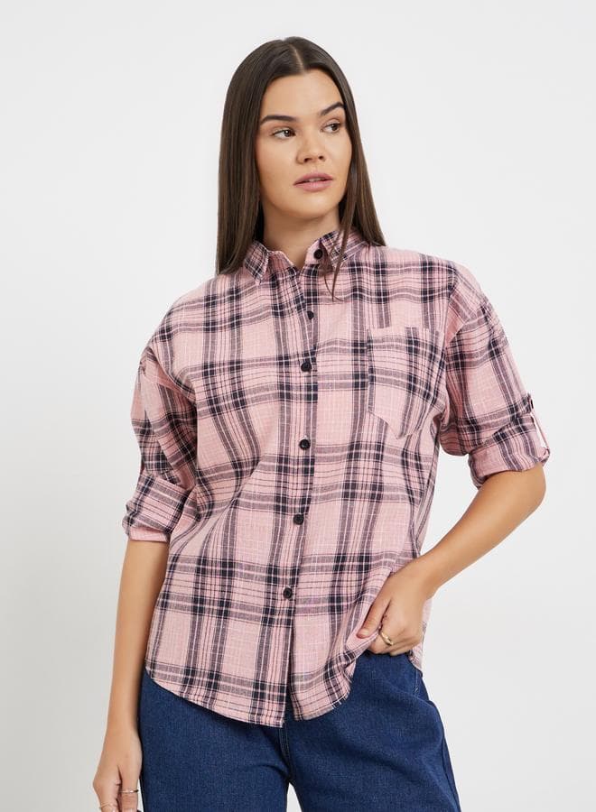 Pink Checked Long Sleeve Shirt