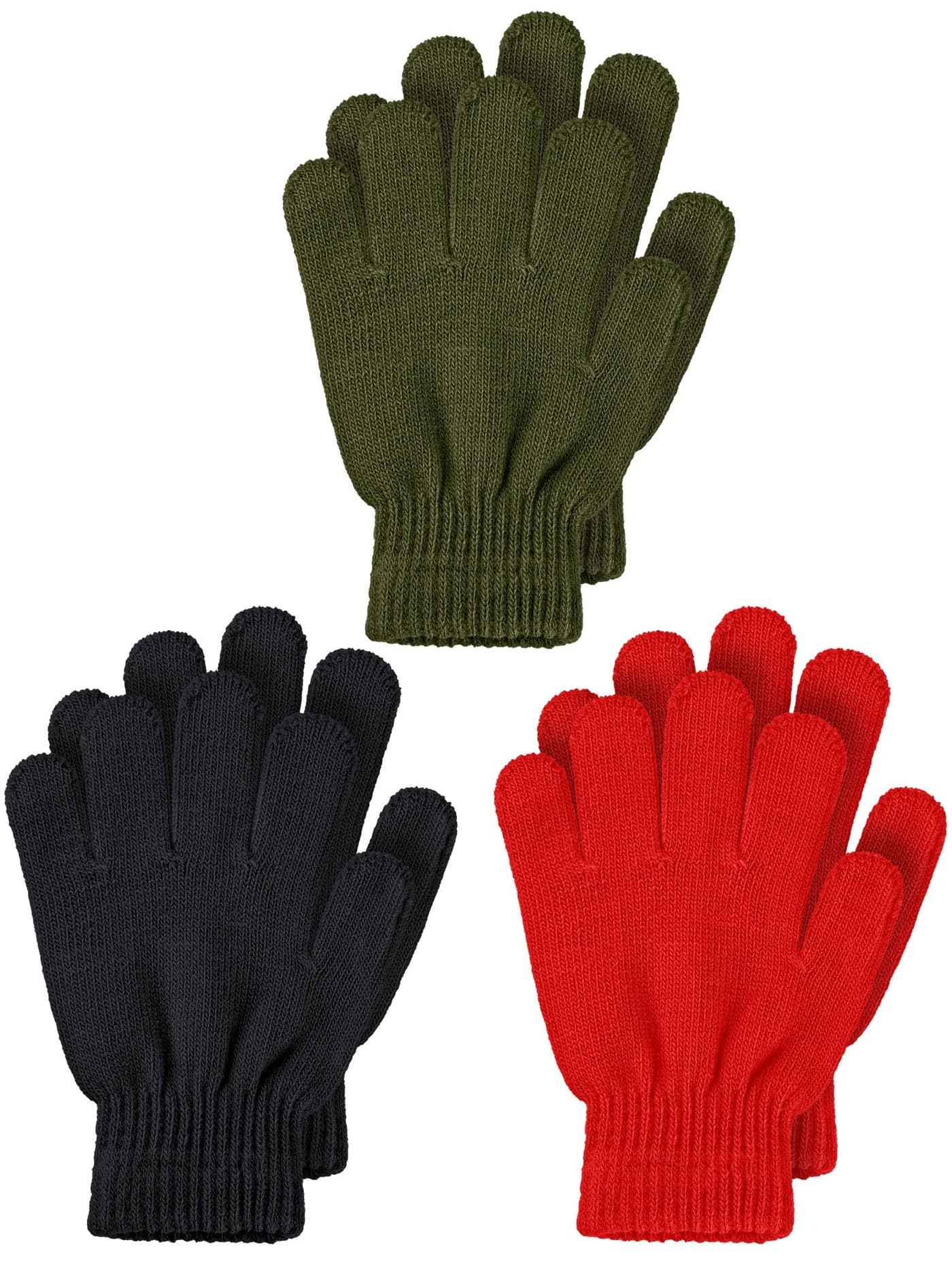 Toddler Gloves Kids Gloves Kids Full Finger Mittens Winter Knitted Mitten for Little Boys and Girls Supplies(1-4 Years Size,Army Green, Black, Dark Red)