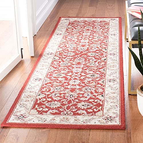 SAFAVIEH Chelsea Collection Runner Rug - 2'6" x 6', Burgundy & Ivory, Hand-Hooked French Country Wool, Ideal for High Traffic Areas in Living Room, Bedroom (HK78B)