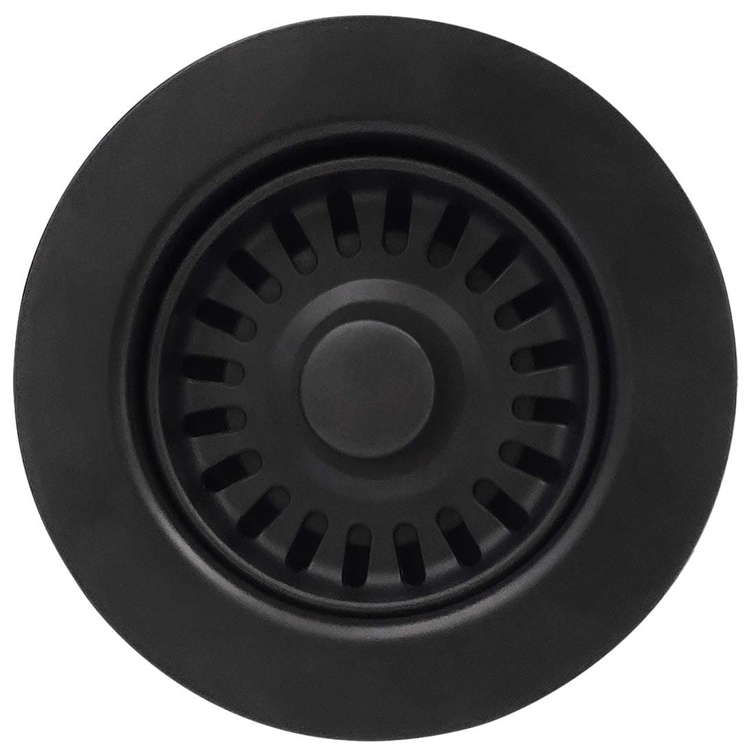 GZILA 312 Inch Kitchen Sink Basket Strainer and Stopper Drain Assembly Matte Black with Removable Waste Basket Matched Color for Granite and Fireclay Sinks